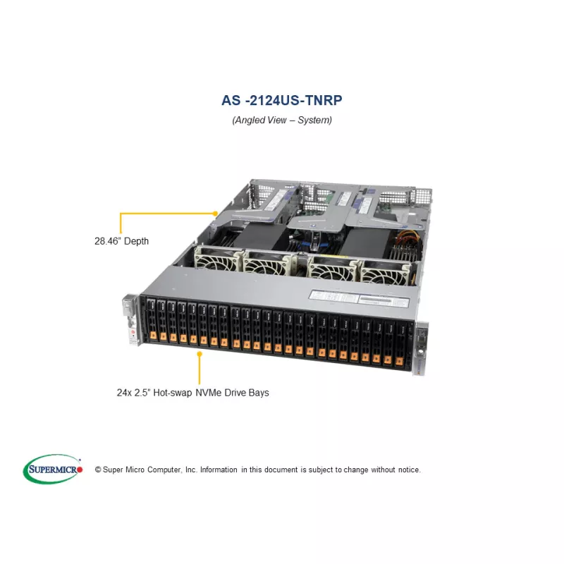 AS -2124US-TNRP Supermicro H12DSU-IN- CSE-219U2TS-R1K62P3-TN24- 24 NVMe solution