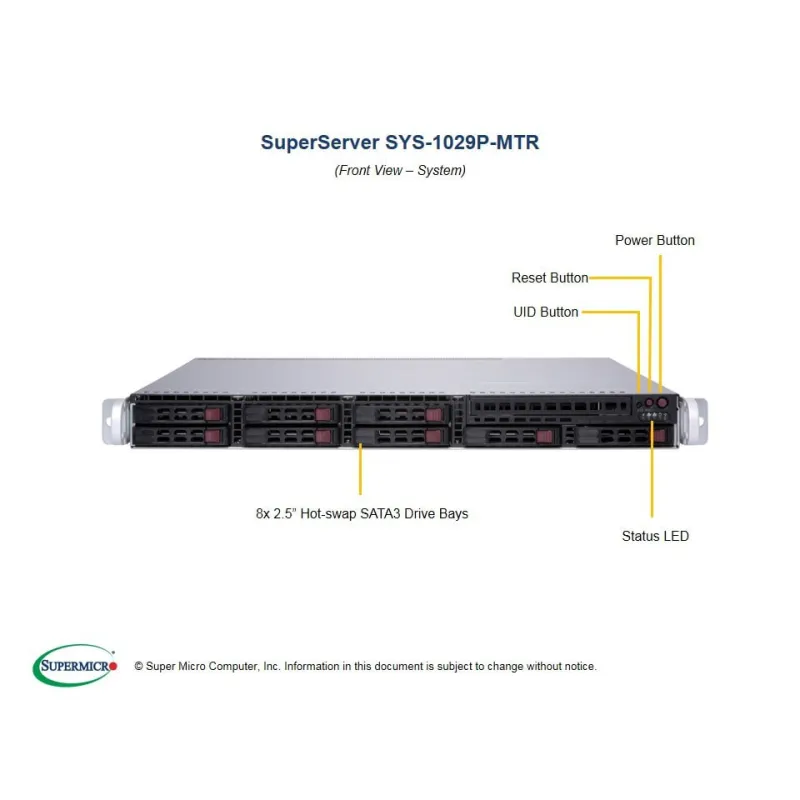 Supermicro SYS-1029P-MTR 1U (CSE-113MFAC2-R608CB X11DPL-I