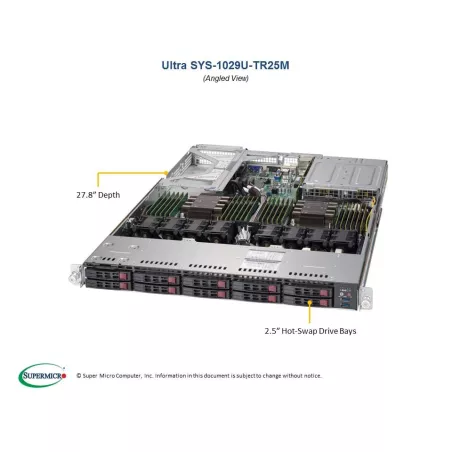  Supermicro SYS-1029U-TR25M Supermicro SYS-1029U-TR25M  1U (CSE-119UAC2-R751-T X11DPU 1 985,18 $