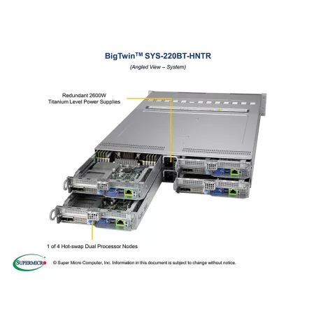  Supermicro SYS-220BT-HNTR Supermicro SYS-220BT-HNtR 2U CSE-217BQ-000NP 4x X12DPT-B6 0,00 $