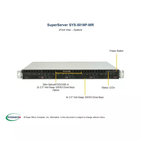 Supermicro SYS-5019P-MR 1U (CSE-813MFTQC-R407CB X11SPM-F