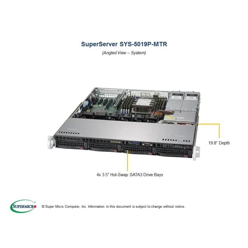 Supermicro SYS-5019P-MTR 1U (CSE-813MFTQC-R407CB X11SPi-TF