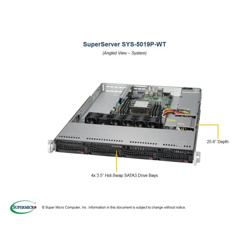 Supermicro SYS-5019P-WT 1U (CSE-815TQC-605WB X11SPW-TF