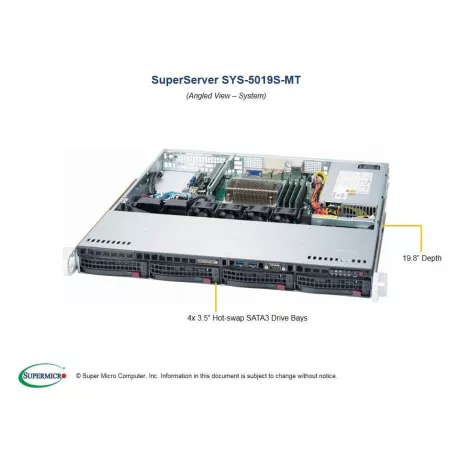 Supermicro SYS-5019S-MT 1U (CSE-813MFTQC-350CB X11SSH-TF