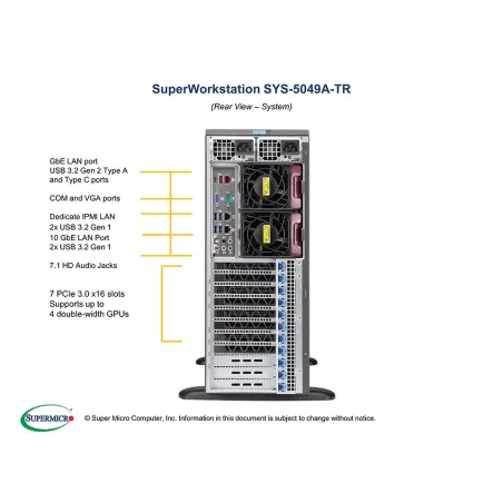 Supermicro SYS-5049A-TR (CSE-747BTS-R2K20BP + X11SPA-T)