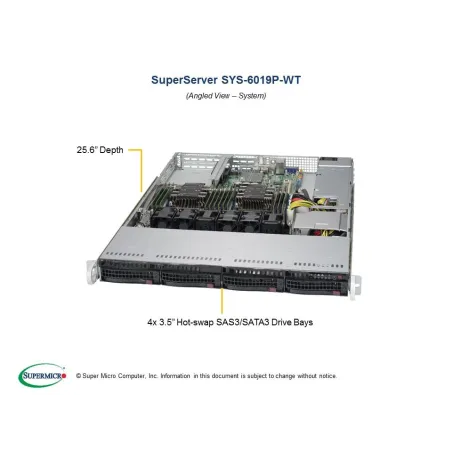  Supermicro SYS-6019P-WT Supermicro SYS-6019P-WT 1U (CSE-815TQC-605WB X11DDW-L) 1 251,41 $