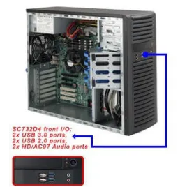 Supermicro Tour SC732D4-668B - PWS-668-PQ 4x 3.5"