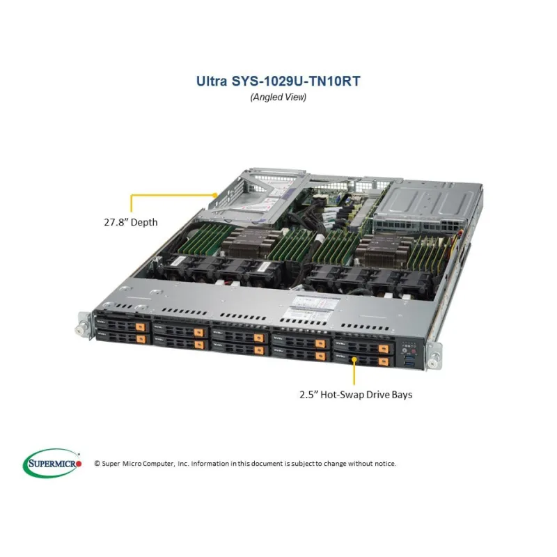 Supermicro SYS-1029U-TN10RT 1U (CSE-119UAC10-R1K02P-N10T X11DPU