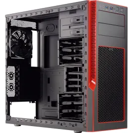 CSE-GS5B-000R Supermicro Black S5 Mid-Tower Chassis -Red Trim- W-O Power Supply