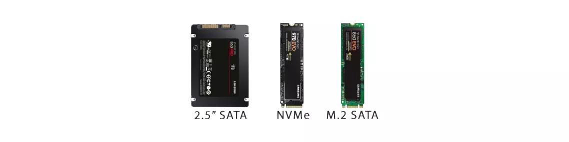 SSD 2.5", M.2 NVMe, M.2 SATA, M-SATA, U.2, EDSFF SHORT, E1.S SSD 2.5"